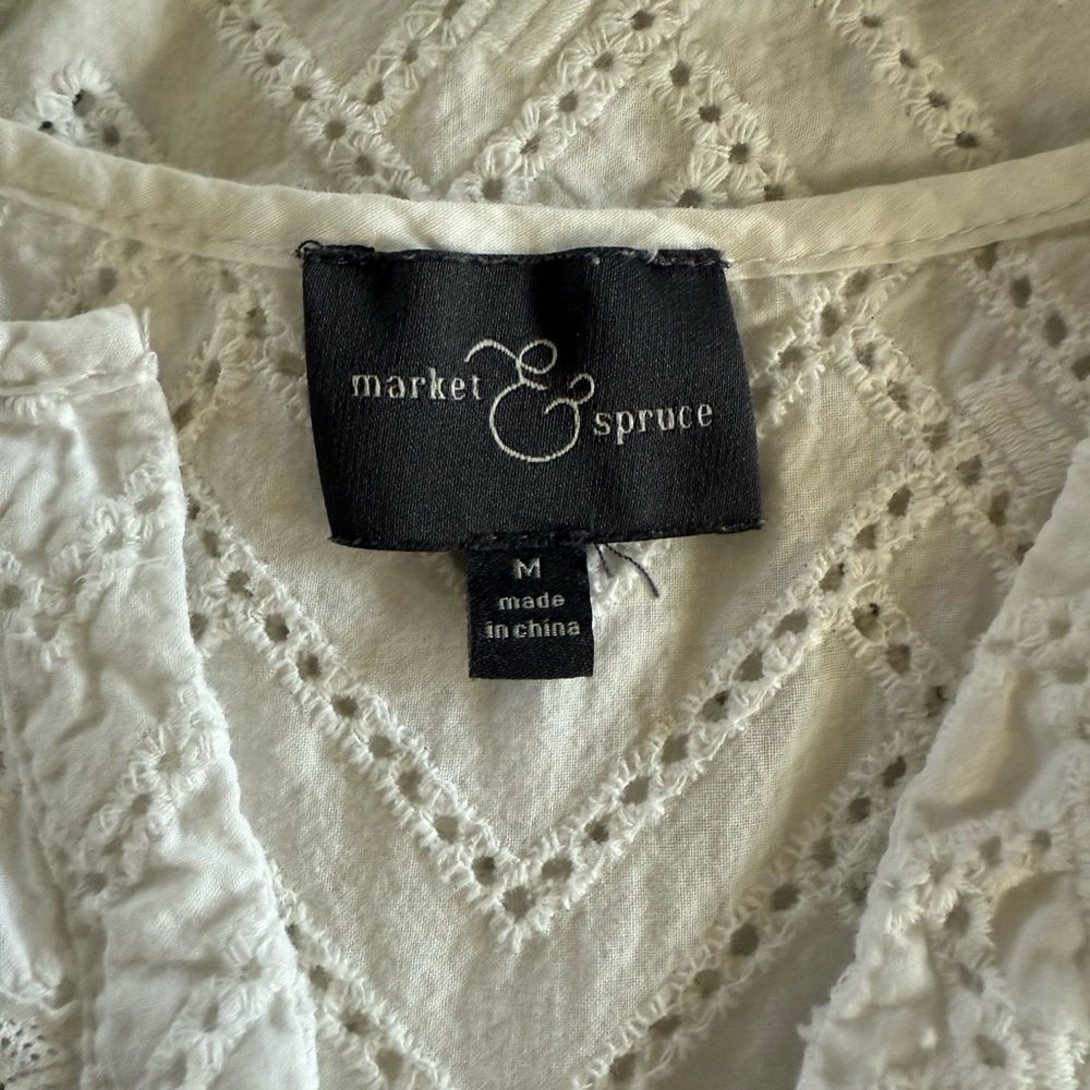 Market & Spruce Women’s White Cotton Eyelet Tank Top Shirt Size M - Picture 7 of 8